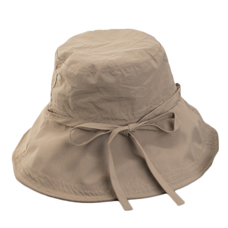 Wholesale Strap Fisherman Breathable Lightweight Sun Protection All-match Face Showing Small Bow Basin Hat